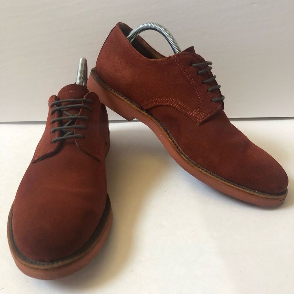 VTG WALK-OVER Men 10 Lace Up Red Suede Oxford Retro Derby Shoes USA Academia 50s - Picture 6 of 16